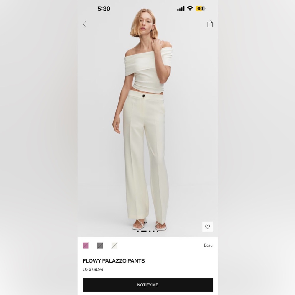NWT Mango Elegant Ecru Palazzo Pants size 4
